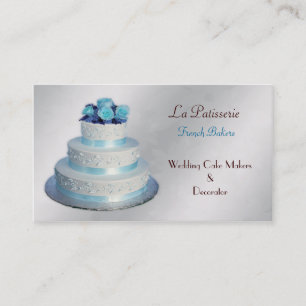 affärskorten silver aqua Bröllop Cakemakers Visitkort