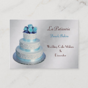 affärskorten silver aqua Bröllop Cakemakers Visitkort