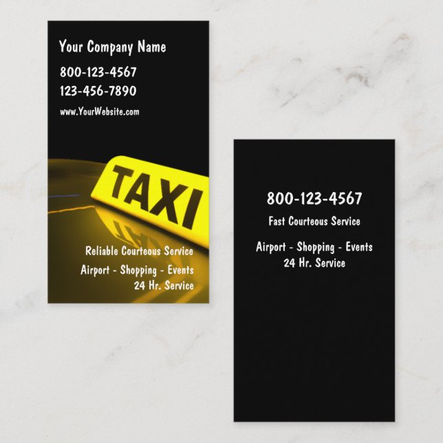 Affärskorten taxi visitkort (Fram/baksida)