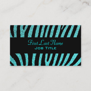 Affärskorten Teal glitter zebra ränder Visitkort