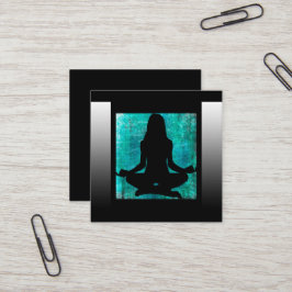 Affärskorten Turkos och Black Mediation Yoga Fyrkantigt Visitkort