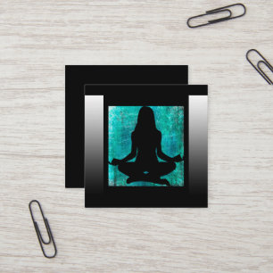 Affärskorten Turkos och Black Mediation Yoga Fyrkantigt Visitkort