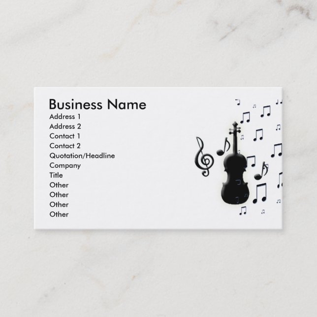 Affärskorten Violin Piano & Musik noter Visitkort (Framsida)