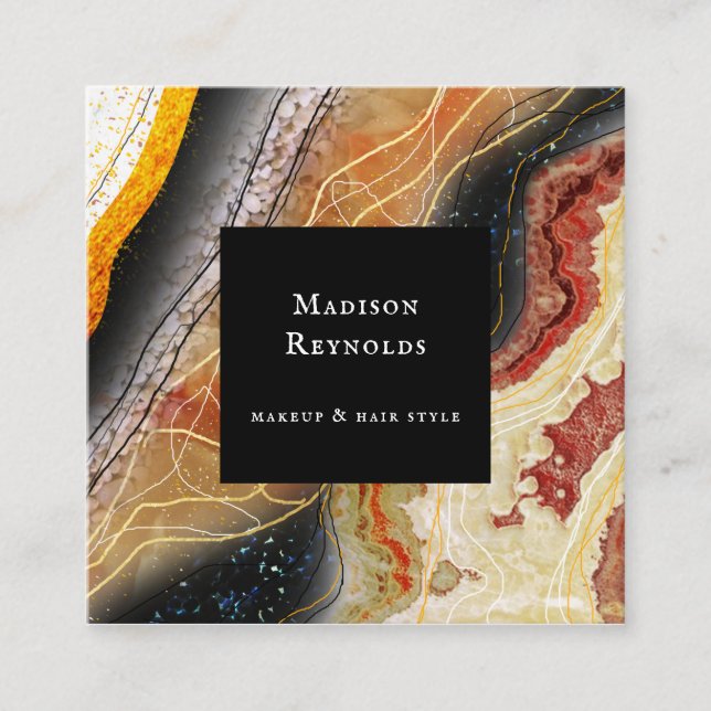 Affärskortet abstrakt 3D - djup markering Fyrkantigt Visitkort (Framsida)