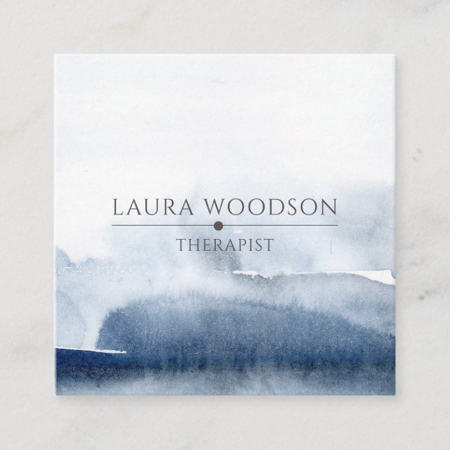 Affärskortet abstrakt Blue Push Stroke Therapist Fyrkantigt Visitkort (Framsida)