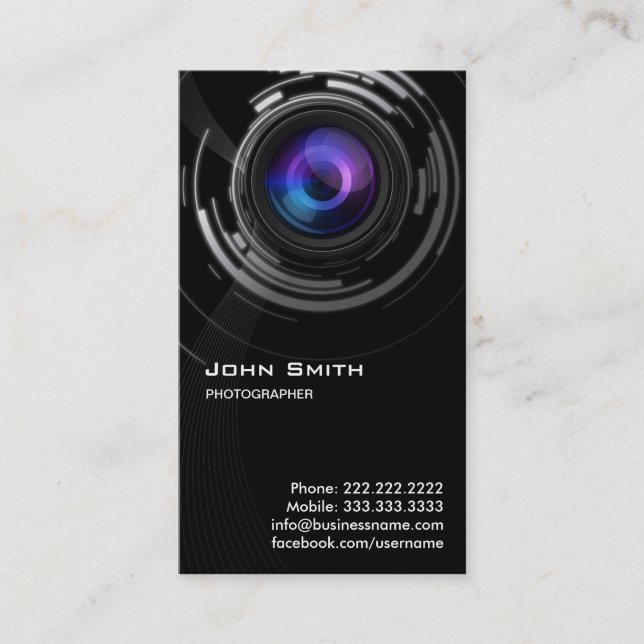 Affärskortet abstrakt Lens Swirl-fotoskrivare Visitkort (Framsida)