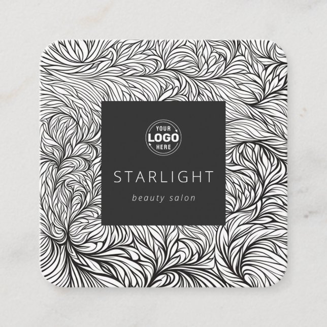 Affärskortet abstrakt minimalistiskt skönhetsalon fyrkantigt visitkort (Framsida)