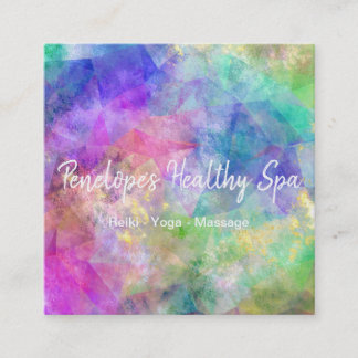 Affärskortet Abstrakt på blå Lila, Grönt, fyrkant Fyrkantigt Visitkort