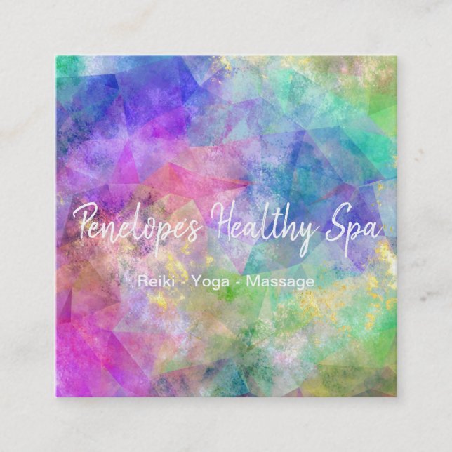 Affärskortet Abstrakt på blå Lila, Grönt, fyrkant Fyrkantigt Visitkort (Framsida)