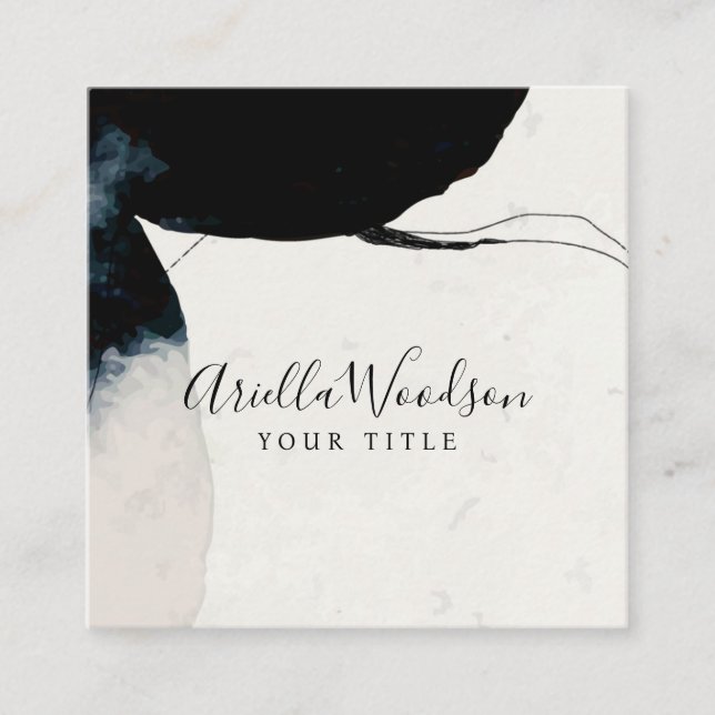 Affärskortet abstrakt vattenfärg fyrkantigt visitkort (Framsida)