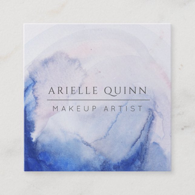 Affärskortet abstrakt Vattenfärgsmakeup Artist Fyrkantigt Visitkort (Framsida)