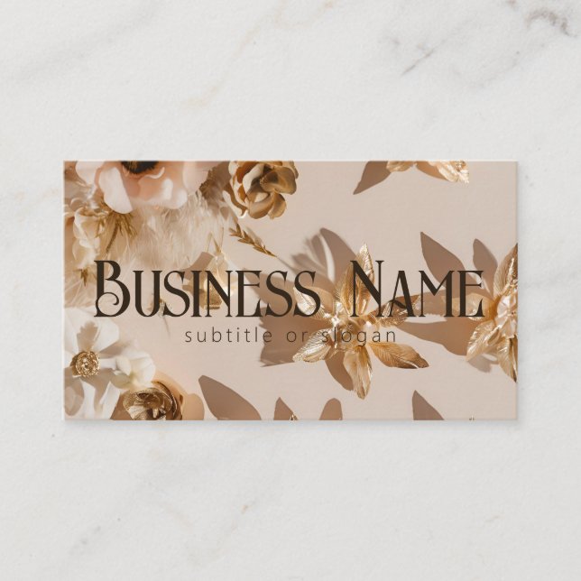 Affärskortet Aestesisk Neutralt Golden Blommigt Visitkort (Framsida)