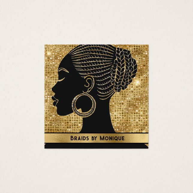 Affärskortet African American Afro Hair Braider Fyrkantigt Visitkort (Framsida)