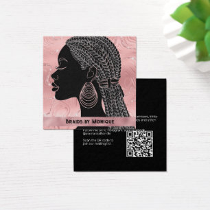 Affärskortet African American Afro Hair Braider Fyrkantigt Visitkort
