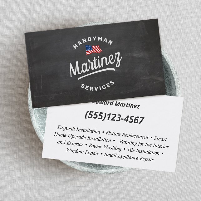 Affärskortet American Flagga Handyman Carpentry Visitkort (Skapare uppladdad)