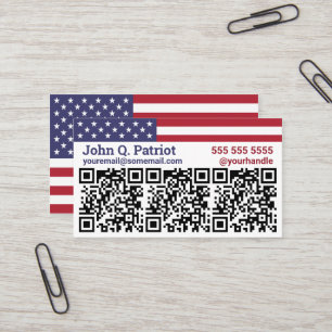 Affärskortet American Flagga Triple QR Code Visitkort