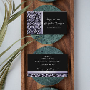 Affärskortet Amethyst Damask Ribbon Visitkort