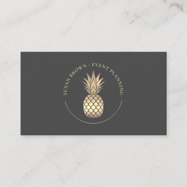 Affärskortet Ananas Guld, Logotyp Visitkort (Framsida)