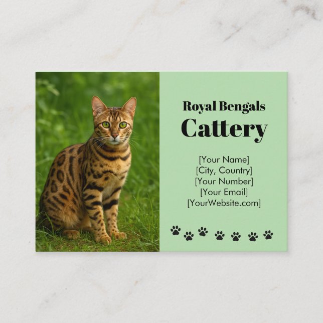 Affärskortet anpassade Bengal Cattery Visitkort (Framsida)