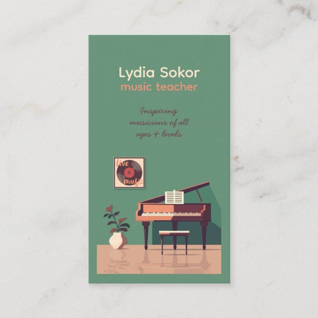 Affärskortet anpassade Elegant Music Teacher Visitkort (Framsida)