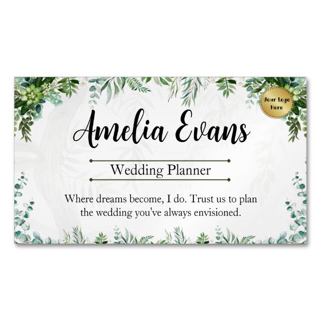 Affärskortet Anpassade Leafy Botanical Blend Magnetiska Visitkort (Framsida)