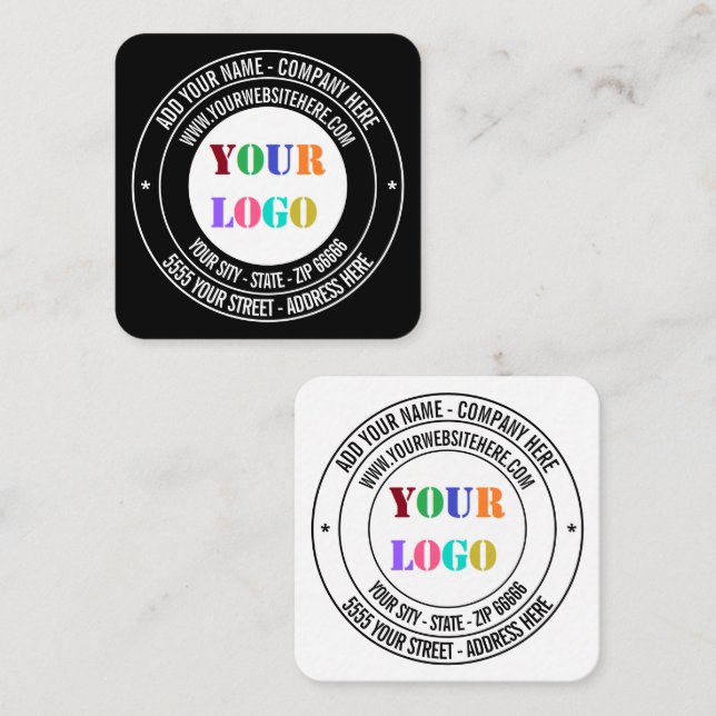 Affärskortet anpassningsbar Company Logotyp Text o Fyrkantigt Visitkort (Fram/baksida)
