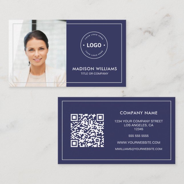 Affärskortet anpassningsbar Foto QR-kod Visitkort (Fram/baksida)
