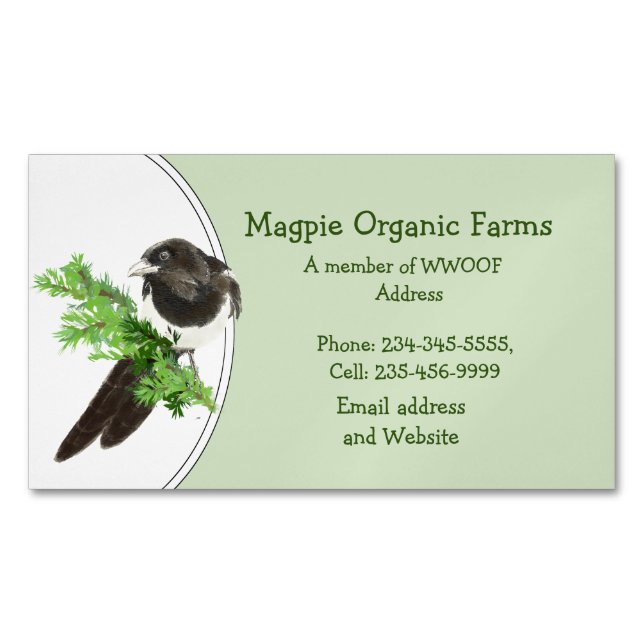 Affärskortet anpassningsbar Magpie Organic-grupp Magnetiska Visitkort (Framsida)