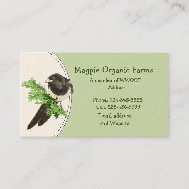 Affärskortet anpassningsbar Magpie Organic-grupp Visitkort (Framsida)