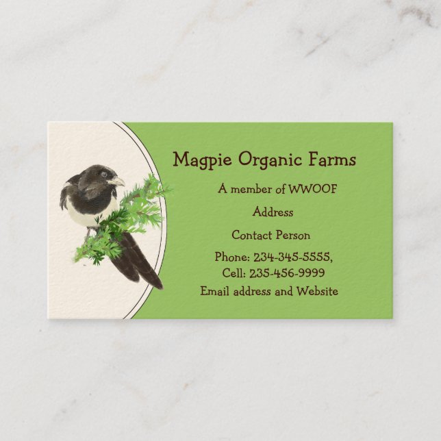 Affärskortet anpassningsbar Magpie Organic-grupp Visitkort (Framsida)