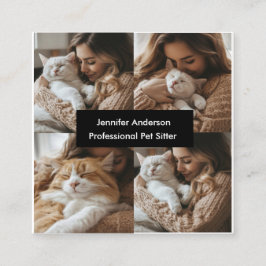 Affärskortet anpassningsbar Pet Sitter med 4 foton Fyrkantigt Visitkort