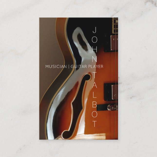 Affärskortet Archtop Guitar Player Anpassningsbar  Visitkort (Framsida)