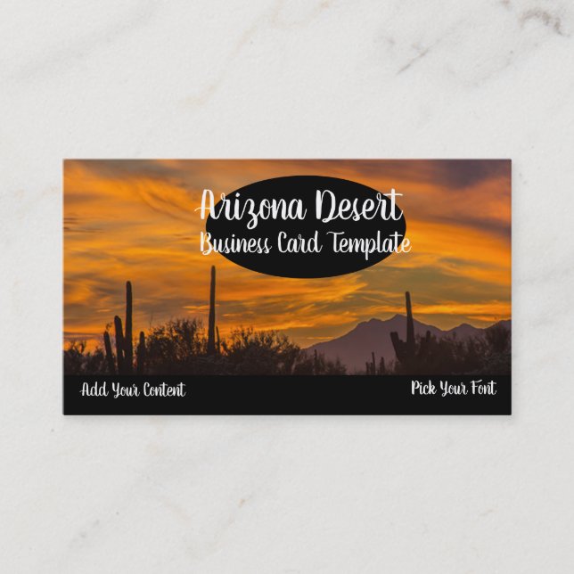 Affärskortet Arizona Desert Cactus Sunset Visitkort (Framsida)