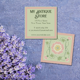 Affärskortet art nouveau Pastel Rosa Grönt Square Fyrkantigt Visitkort