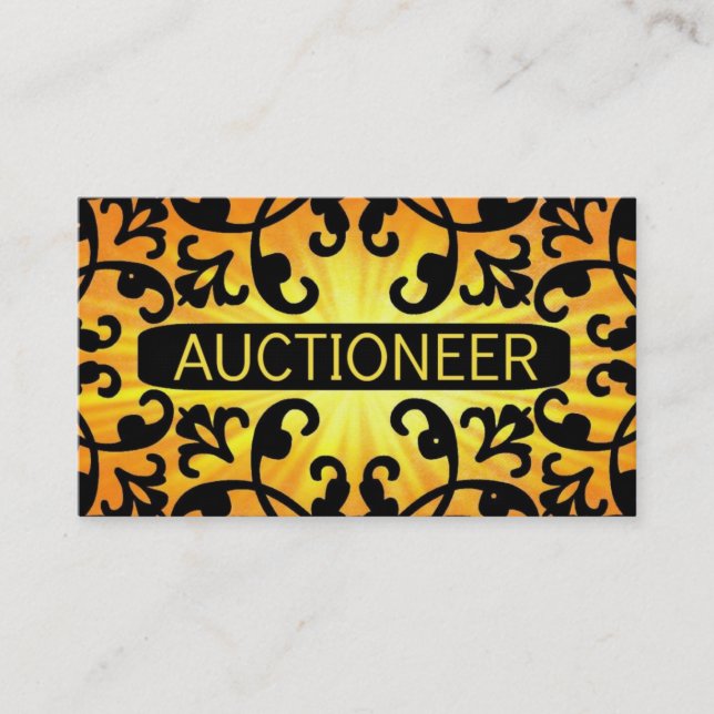 Affärskortet Auctioneer Sunshine Damask Visitkort (Framsida)