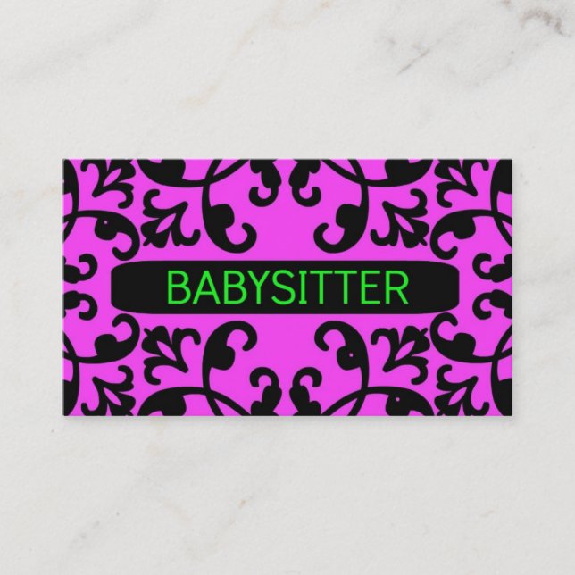 Affärskortet Babywatch Rosa Damask  Visitkort (Framsida)