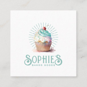 Affärskortet Baker Bakery Cupkaka Logotyp Square Fyrkantigt Visitkort