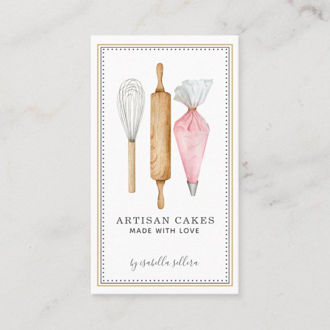 Affärskortet Baker Bakery Pastry Chef Verktyg Visitkort (Framsida)