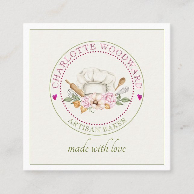 Affärskortet Baker Chefs Hat Fyrkantigt Visitkort (Framsida)