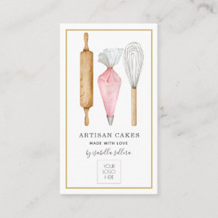 Affärskortet Baker Pastry Chef Verktyg Logotyp Visitkort