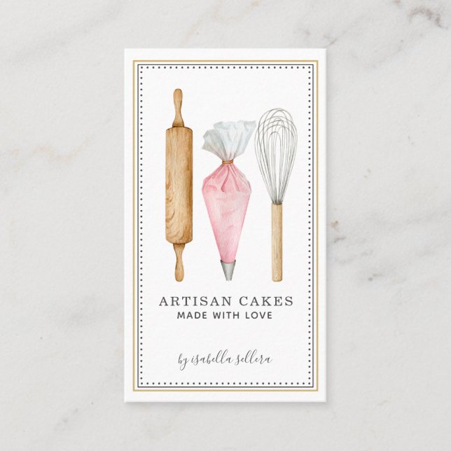 Affärskortet Baker Pastry Chef Verktyg Visitkort (Framsida)