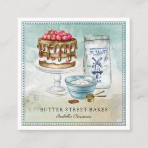 Affärskortet Baker Pastry Chef Watercolor Square Fyrkantigt Visitkort