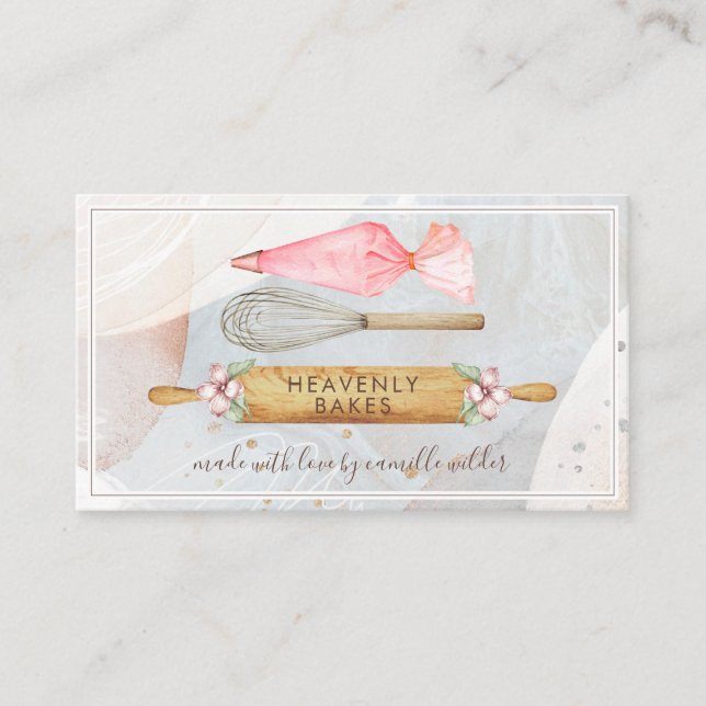 Affärskortet Bakers Verktyg Bakery Pastry Chef Visitkort (Framsida)