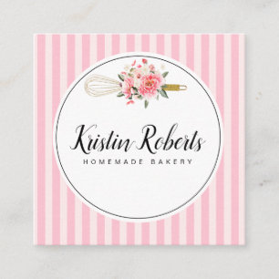 Affärskortet Bakery & Blommigt Square Fyrkantigt Visitkort
