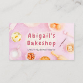 Affärskortet Bakery - Cute Rosa Pastel Watercolor Visitkort