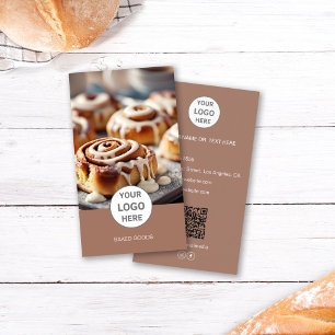 Affärskortet Bakery Logotyp Photo QR Code Brown Visitkort