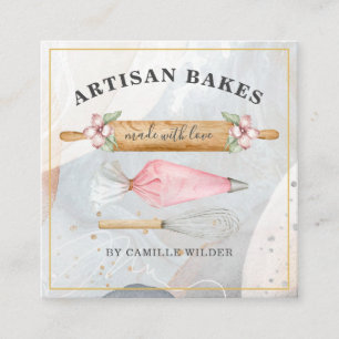 Affärskortet Bakery Pastry Chef Bakers Verktyg Fyrkantigt Visitkort