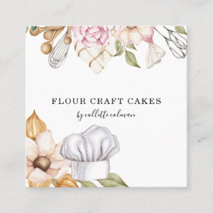 Affärskortet Bakery Pastry Chef Watercolor Fyrkantigt Visitkort