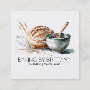 Affärskortet Baking Sourdough Chef Fyrkantigt Visitkort