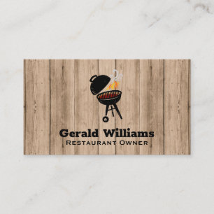 Affärskortet Barbecue Grill Wood Background Visitkort